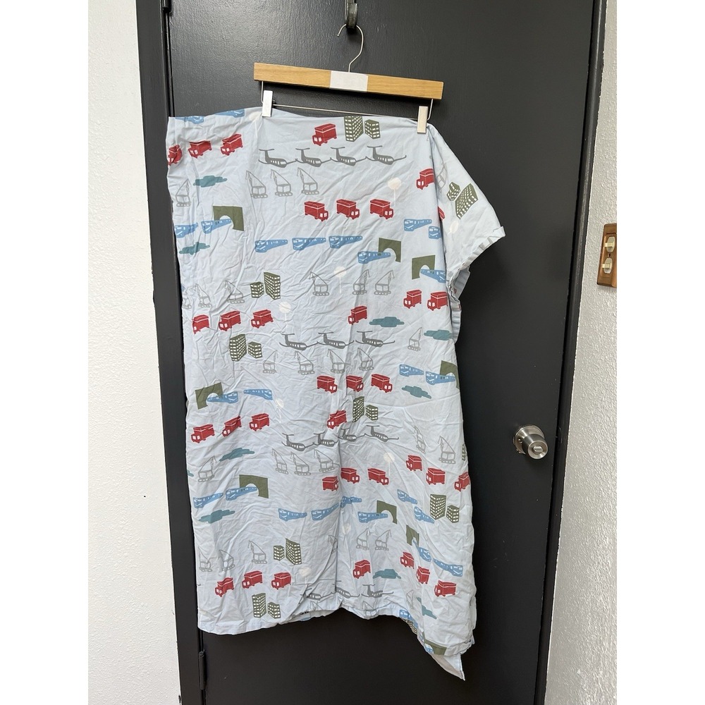 Pottery Barn Kids 2 Piece Train Plane Crane Car Twin Flat And Fitted Sheet Set